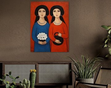 peinture femme avec fleurs sur Egon Zitter