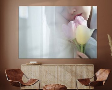 peinture femme avec fleurs sur Egon Zitter