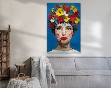 peinture femme avec fleurs sur Egon Zitter