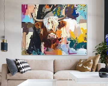 Figuratief abstract kleurige koe van Emiel de Lange