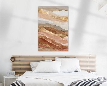 Warm abstract painting - warm layers with gold by Joriali Abstract