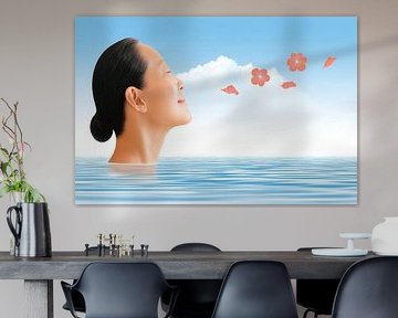 photo-realistic fictional portrait woman with flowers by Egon Zitter