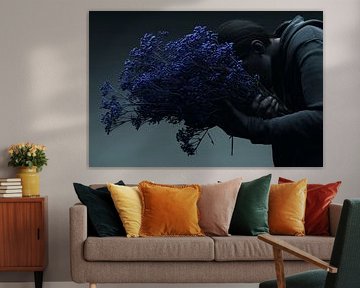Fotorealistisches fiktives Porträt Frau mit Blumen