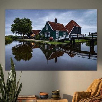 Cheese farm De Catharina Hoeve on the Zaanse Schans under a grey cloud cover