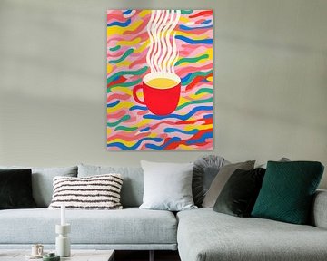 Optimistische koffiepauze | Pop Art van Frank Daske | Foto & Design