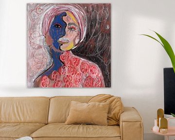 Portrait en techniques mixtes avec craie pastel