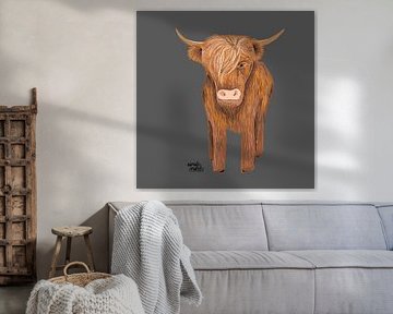 Schotse Hooglander - digitale pentekening van Aurealis Creatief