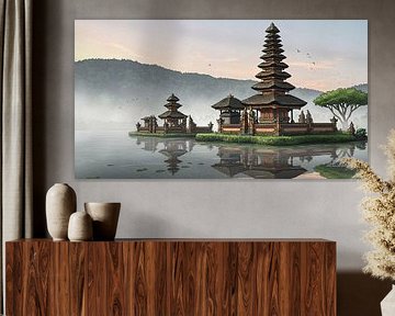 Mystical Ulun Danu Beratan Temple Illustration by Kimita Jennaira