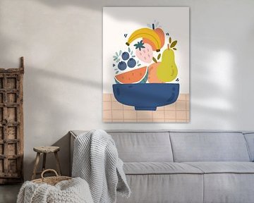 Kleurrijke illustratie fruitschaal van Brightandwarm