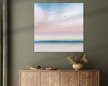 Strand en zee - abstract in pastel-01square