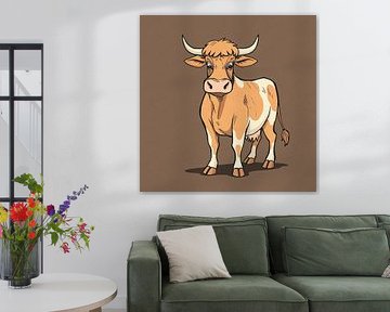 illustratie van een koe met hoorns van Emiel de Lange