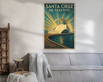 Santa Cruz de Tenerife Art Deco Poster - Modernistisches Wahrzeichen