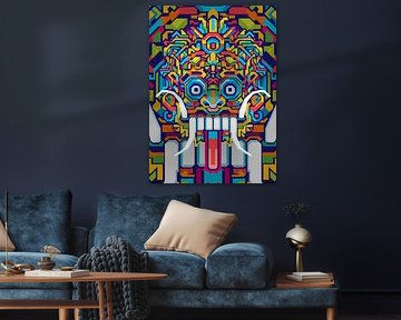 Barong Bali Mask Wpap Art by Art Kingdom