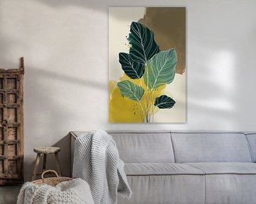 Minimalistisch Bladerspel in Groen & Goud no.4 by Studio BB