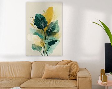 Minimalistisch Bladerspel in Groen & Goud no.6 by Studio BB