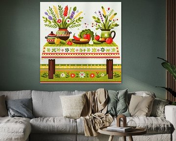 Une table de cuisine pleine de bonheur