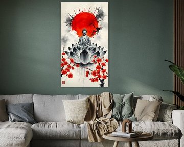 Bouddha / Boeddha Peinture japonaise Sumi-e sur MIROKKU
