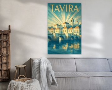 Tavira Portugal Art Deco Reiseplakat