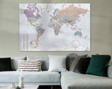 PASTEL wereldkaart (bijgewerkt 2025) van MAPOM by Geoatlas