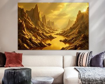Digitales Rendering einer Canyon-Landschaft bei Sonnenuntergang von Markus Gann
