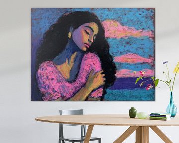 Weibliches Porträt im bunten Stil | Pink Woman
