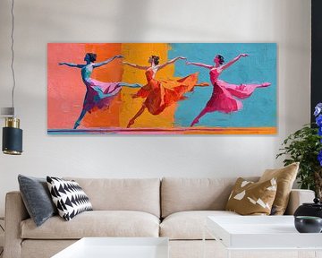 Three Joyful Dancers in Color van De Mooiste Kunst