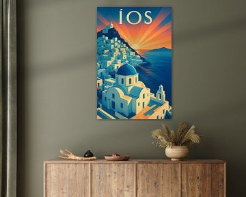 Íos Sunset Elegance - Affiche Art déco Grèce sur Travel Shop