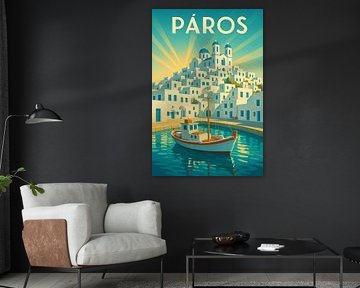 Páros Island Elegance – Art Deco Greece Poster