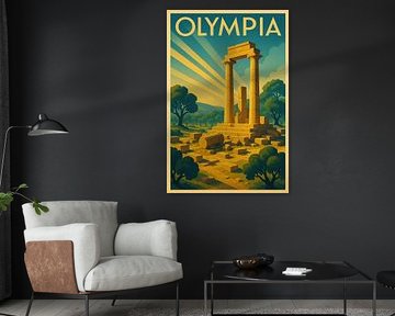 Olympía Ancient Ruins Poster – Art Deco Wall Art
