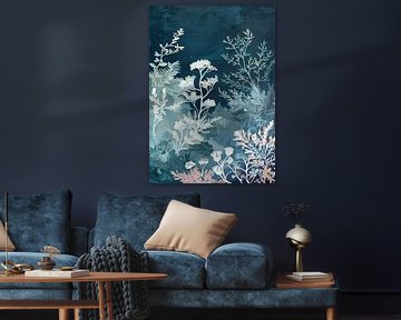 Witte Planten | Witte bladeren op blauw