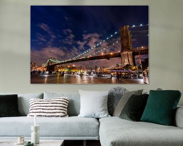 Brooklyn Bridge bij zonsondergang New York van Kurt Krause