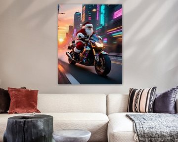 Santa on fast track by Jean Pierre