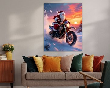 Christmas messenger on two wheels by Jean Pierre