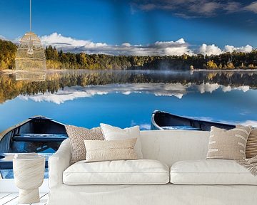 Reflexion, Wasser, Kanu, Herbst