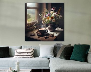 Coffee met chocolade en wilde bloemenB