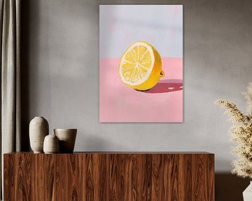 Minimalistische Zitrone auf rosa Hintergrund