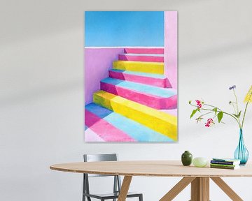 Pastell-Treppen mit Pink & Gelb