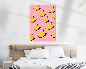 Minimalist bananas on a pink background by Niklas Maximilian