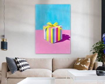 Colourful gift box with yellow ribbon by Niklas Maximilian