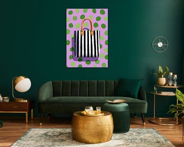 Black and white bag on a purple dot background by Niklas Maximilian