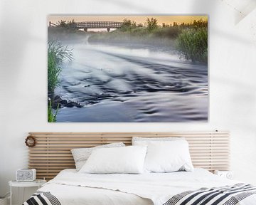De vistrap op de voorgrond van het landschap van de Hunze van Karin Broekhuijsen
