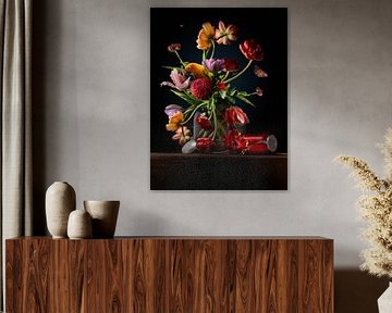 Modern hedendaagse bloemen Stilleven van Sander Van Laar