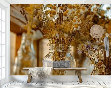 Dried Flowers in Glass Jars – Rustic Still Life | Botanical Wall Art by Brave Toaster Photography