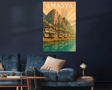 Amasya Art Deco Poster - Riverside Ottoman Charme