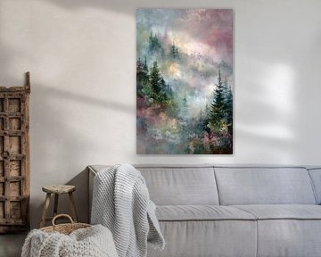 Pink dreamy abstract landscape by BowiScapes abstract and digital art