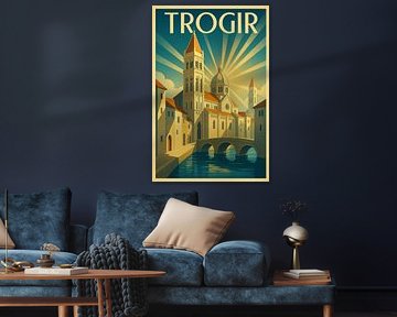 Trogir Cathedral Skyline Art Deco Poster by Travel Shop