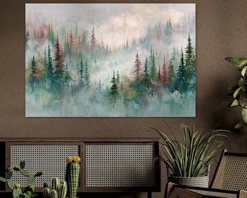 Green vivid abstract forest landscape by BowiScapes abstract and digital art