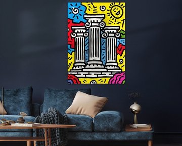 Kleurrijke pop-art Griekse zuilen van Niklas Maximilian