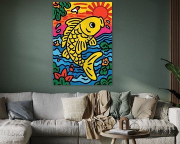 Bunter Koi Fisch Cartoon