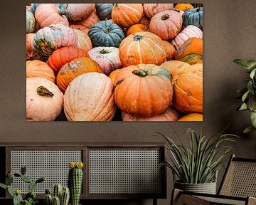Foto van stapel pompoenen